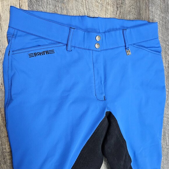 ROMFH Navy Blue Equestrian Breech Riding Pants Stretch Women's Size 34R (36") - Picture 2 of 11